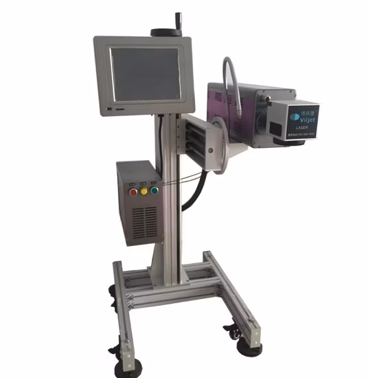 Qbcode C-Series Máquina de marcado láser de CO2 30W Máquina de marcado/grabado y corte volador en línea Impresora para madera/Alimentos/Agua/Metal con CE